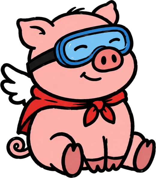 The pig sitting down